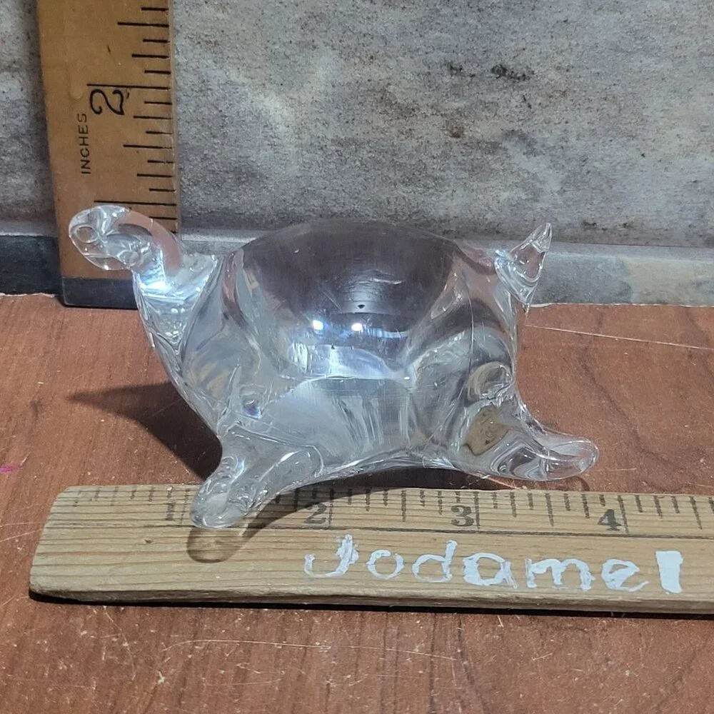 Clear Hand Blown Art Glass Sea Turtle Paperweight